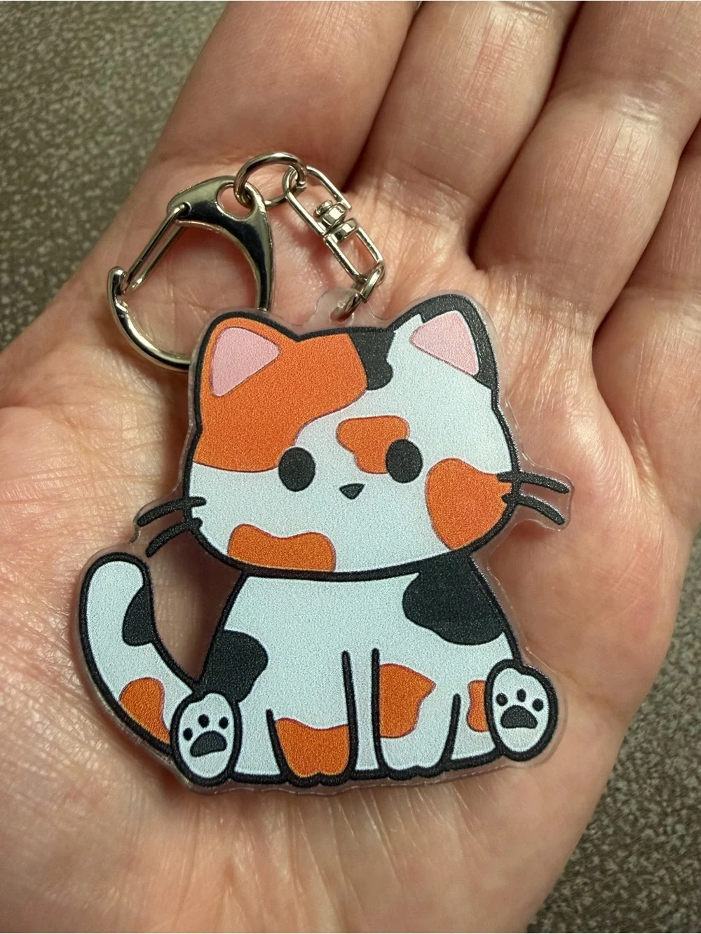 Cute Calico Cat Keychain - Orange and White Cat Charm